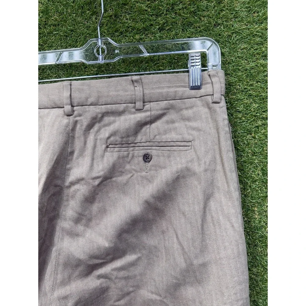 Polo Ralph Lauren Herringbone Twill Pants Mens 36x34 Pleated Taupe Cotton Cuffed